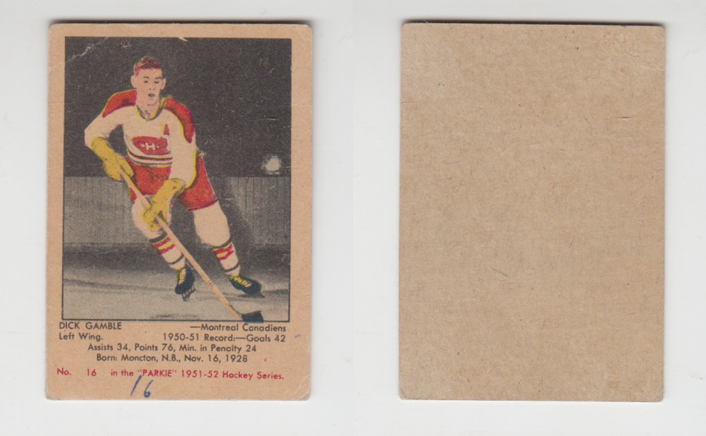 1951-52 PARKHURST HOCKEY CARD #16 D. GAMBLE photo