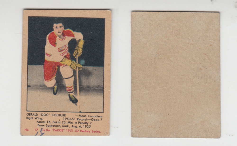 1951-52 PARKHURST HOCKEY CARD #17 G. COUTURE photo