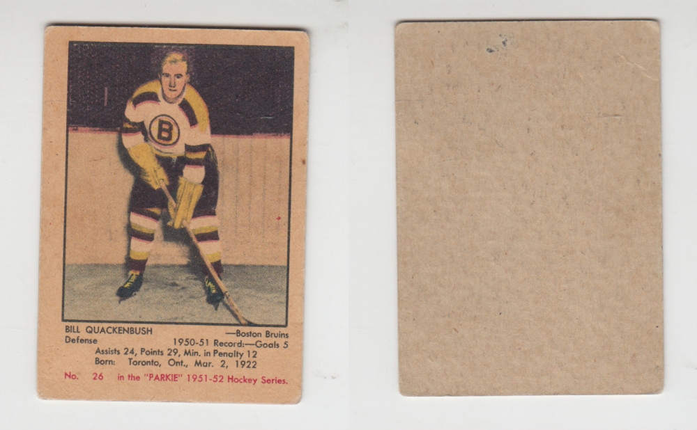 1951-52 PARKHURST HOCKEY CARD #26 B. QUACKENBUSH photo