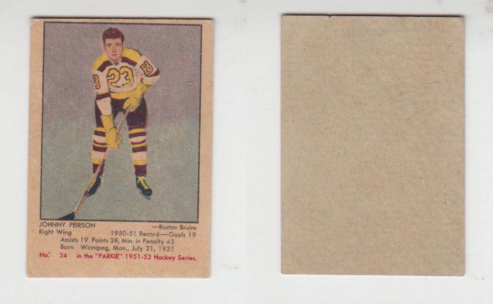 1951-52 PARKHURST HOCKEY CARD #34 J. PEIRSON photo