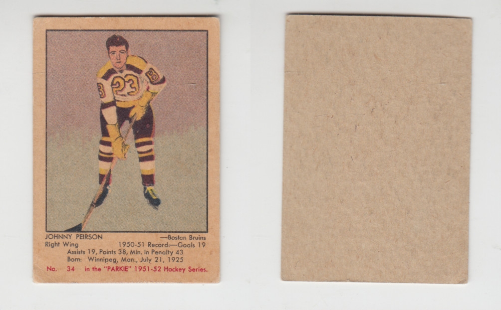 1951-52 PARKHURST HOCKEY CARD #34 J. PEIRSON photo