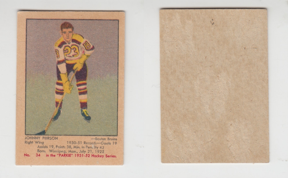 1951-52 PARKHURST HOCKEY CARD #34 J. PEIRSON photo