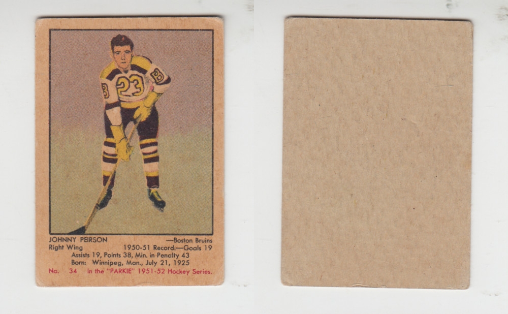 1951-52 PARKHURST HOCKEY CARD #34 J. PEIRSON photo