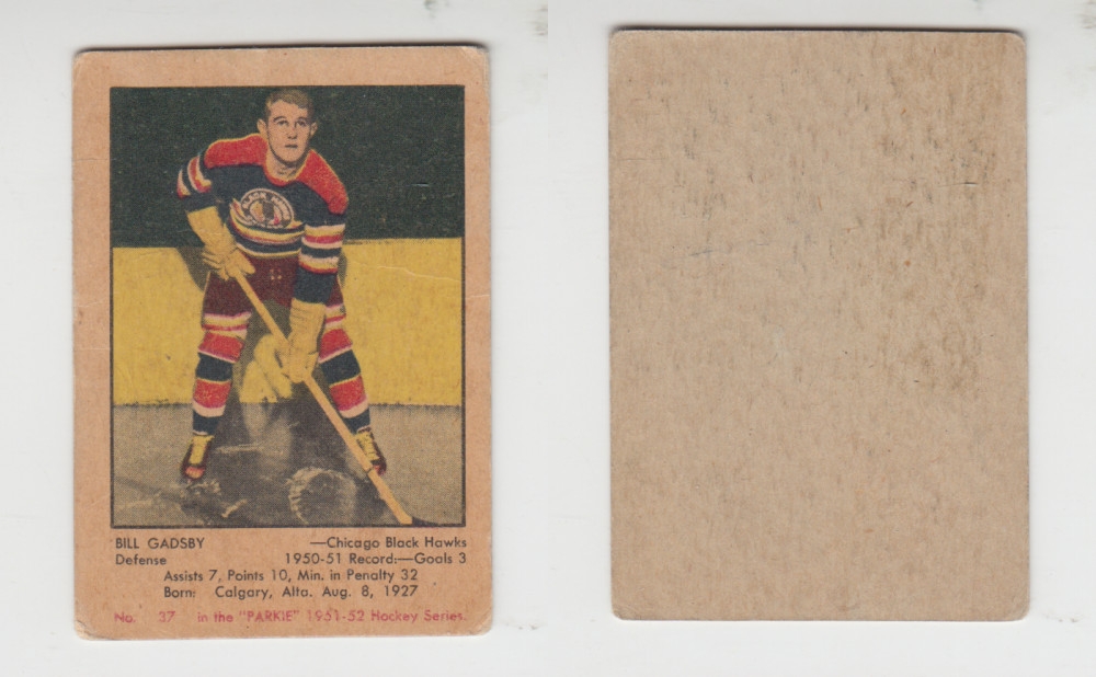 1951-52 PARKHURST HOCKEY CARD #37 B. GADSBY photo