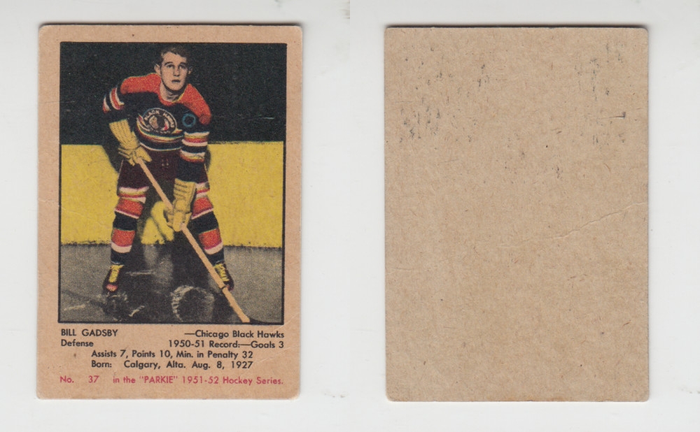 1951-52 PARKHURST HOCKEY CARD #37 B. GADSBY photo