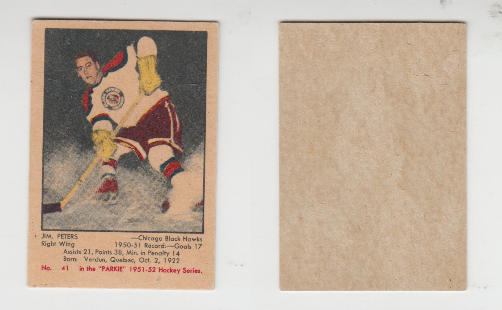 1951-52 PARKHURST HOCKEY CARD #41 J. PETERS photo