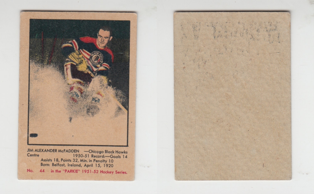 1951-52 PARKHURST HOCKEY CARD #44 J. McFADDEN photo