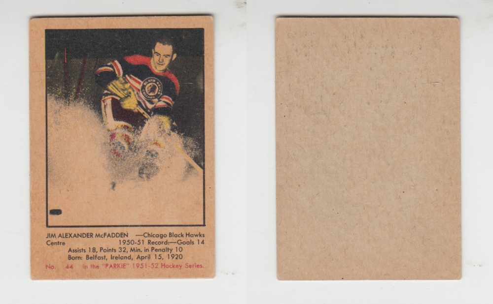 1951-52 PARKHURST HOCKEY CARD #44 J. McFADDEN photo