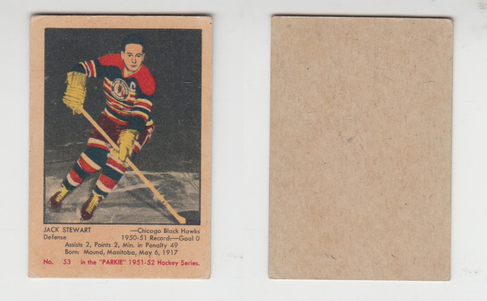 1951-52 PARKHURST HOCKEY CARD #53 J. STEWART photo