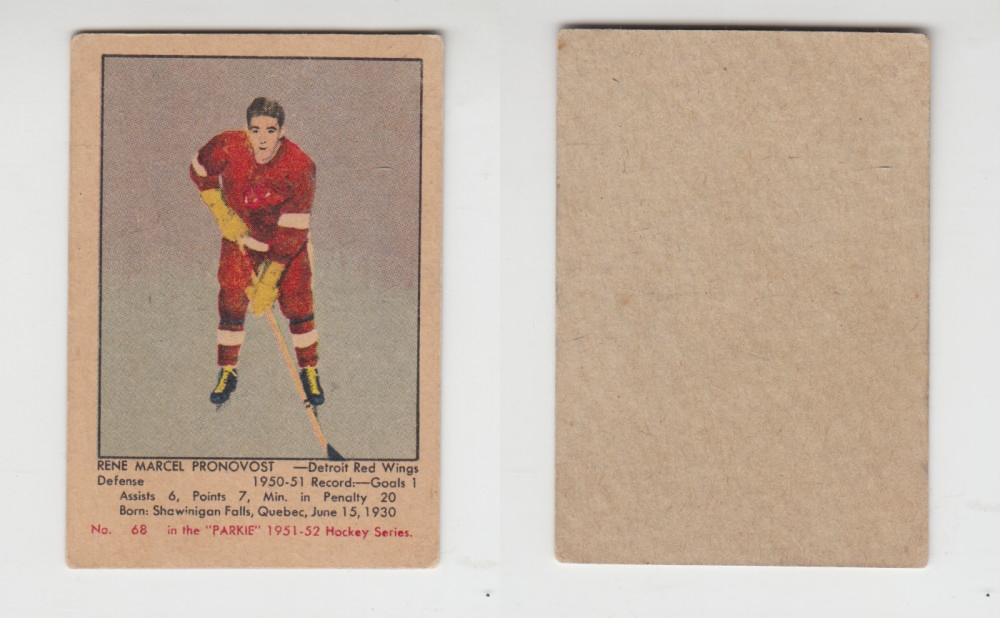 1951-52 PARKHURST HOCKEY CARD #68 R. PRONOVOST photo