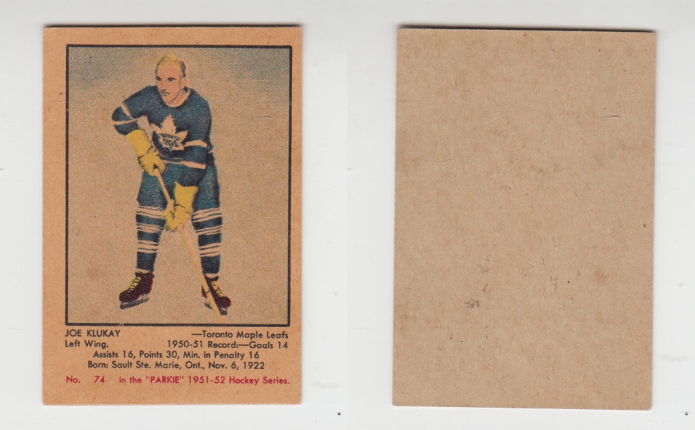 1951-52 PARKHURST HOCKEY CARD #74 J. KLUKAY photo