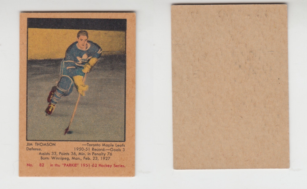 1951-52 PARKHURST HOCKEY CARD #82 J. THOMSON photo