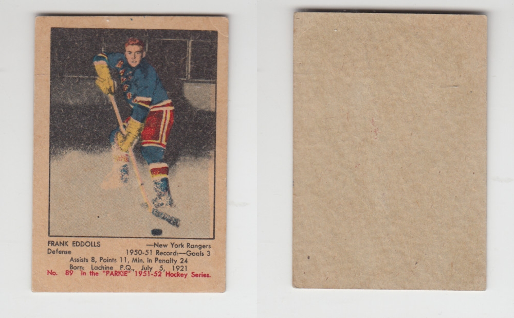 1951-52 PARKHURST HOCKEY CARD #89 F. EDDOLLS photo