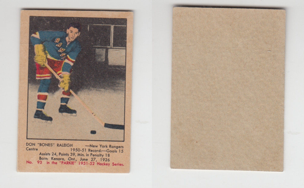 1951-52 PARKHURST HOCKEY CARD #93 D. RALEIGH photo