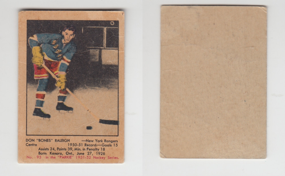 1951-52 PARKHURST HOCKEY CARD #93 D. RALEIGH photo