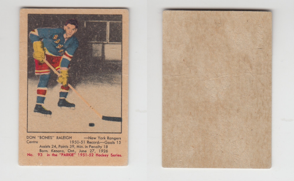 1951-52 PARKHURST HOCKEY CARD #93 D. RALEIGH photo