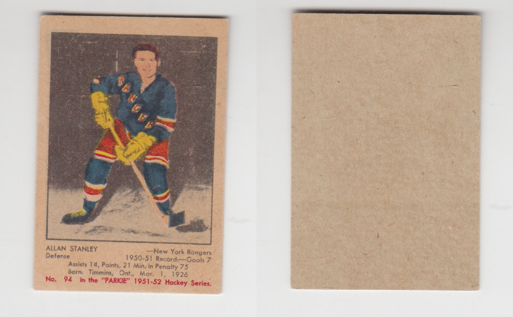 1951-52 PARKHURST HOCKEY CARD #94 A. STANLEY photo