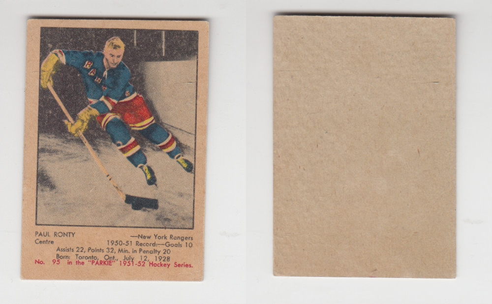 1951-52 PARKHURST HOCKEY CARD #95 P. RONTY photo