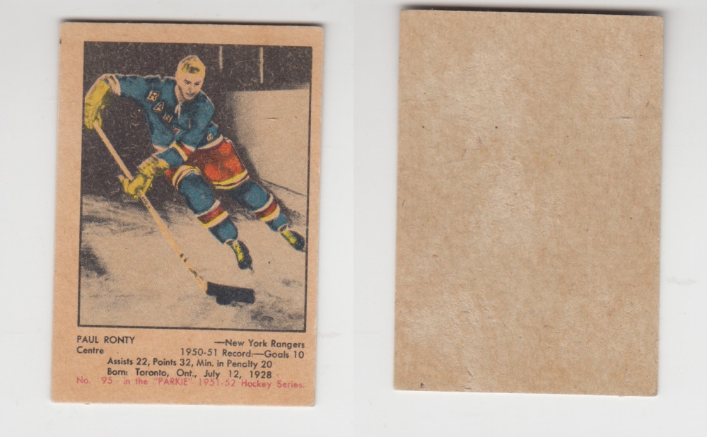 1951-52 PARKHURST HOCKEY CARD #95 P. RONTY photo