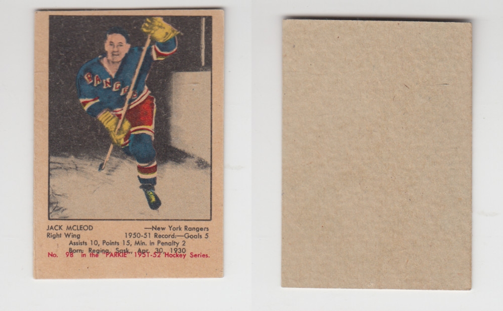 1951-52 PARKHURST HOCKEY CARD #98 J. MCLEOD photo