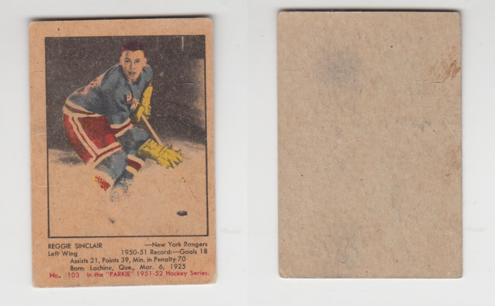 1951-52 PARKHURST HOCKEY CARD #103 R. SINCLAIR photo