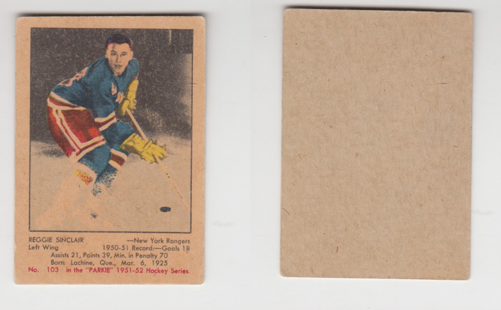 1951-52 PARKHURST HOCKEY CARD #103 R. SINCLAIR photo