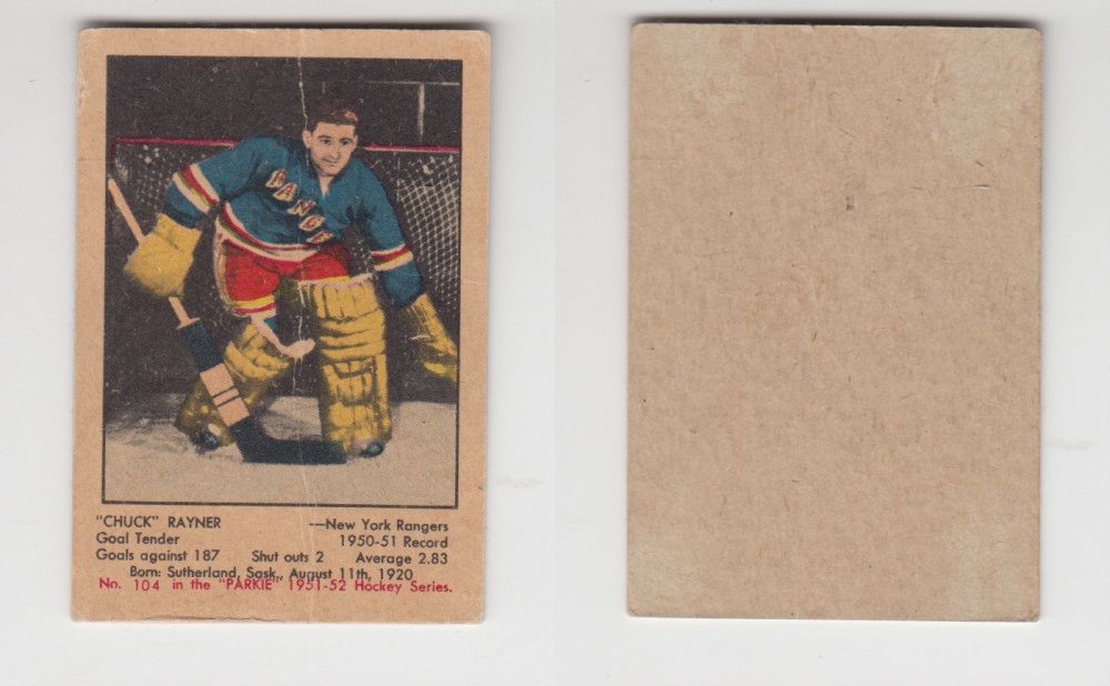 1951-52 PARKHURST HOCKEY CARD #104 C. RAYNER photo