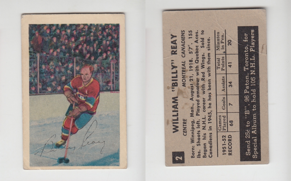 1952-53 PARKHURST HOCKEY CARD #2 W. REAY photo