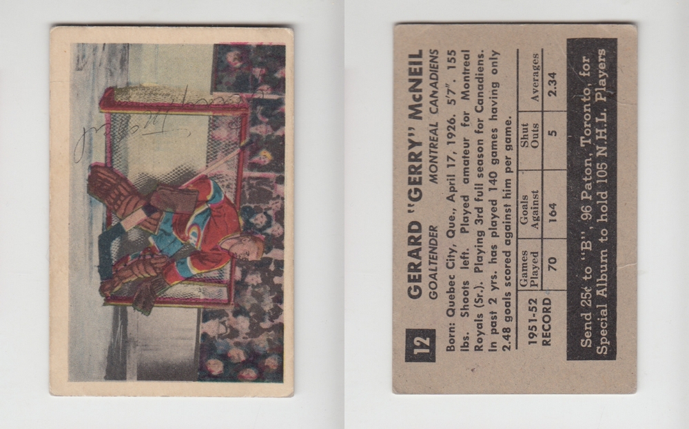 1952-53 PARKHURST HOCKEY CARD #12 G. MCNEIL photo