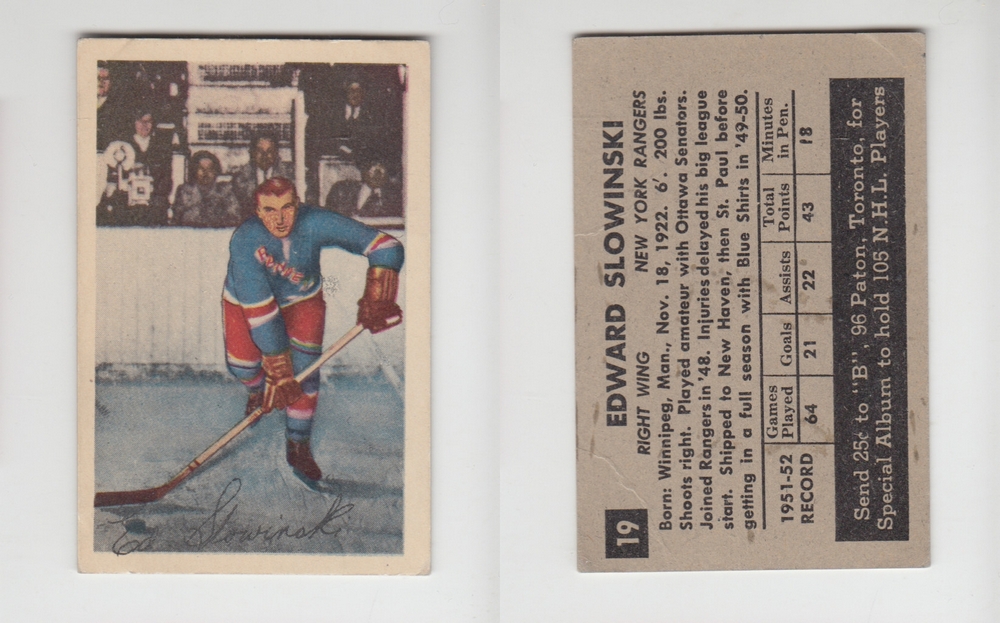 1952-53 PARKHURST HOCKEY CARD #19 E. SLOWINSKI photo