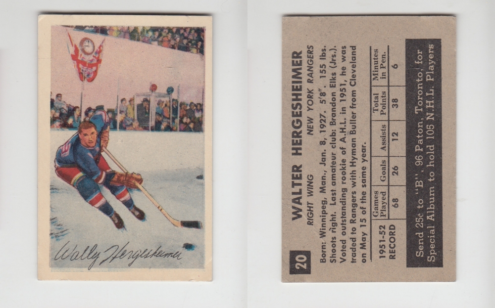 1952-53 PARKHURST HOCKEY CARD #20 W. HERGESHEIMER photo