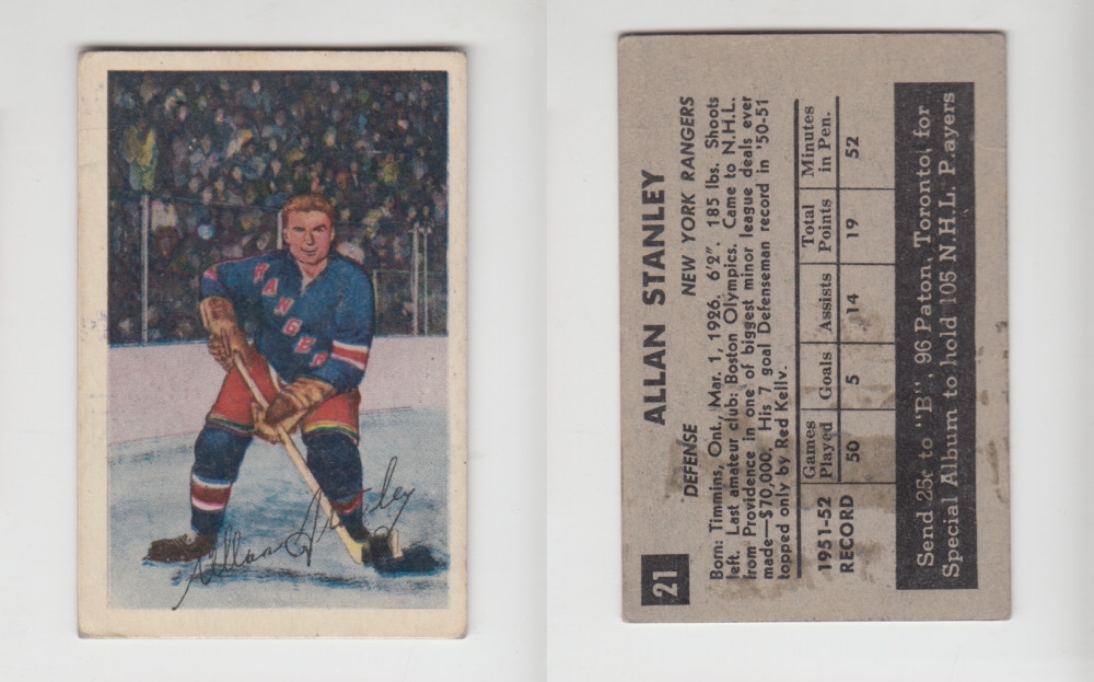 1952-53 PARKHURST HOCKEY CARD #21 A. STANLEY photo