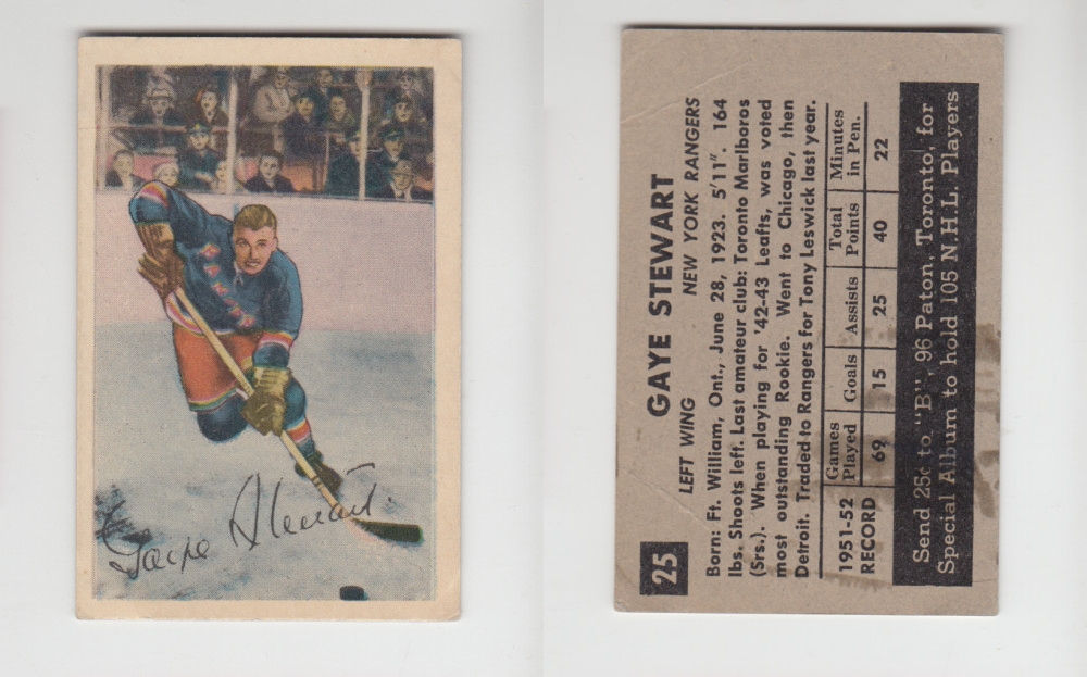 1952-53 PARKHURST HOCKEY CARD #25 G. STEWART photo