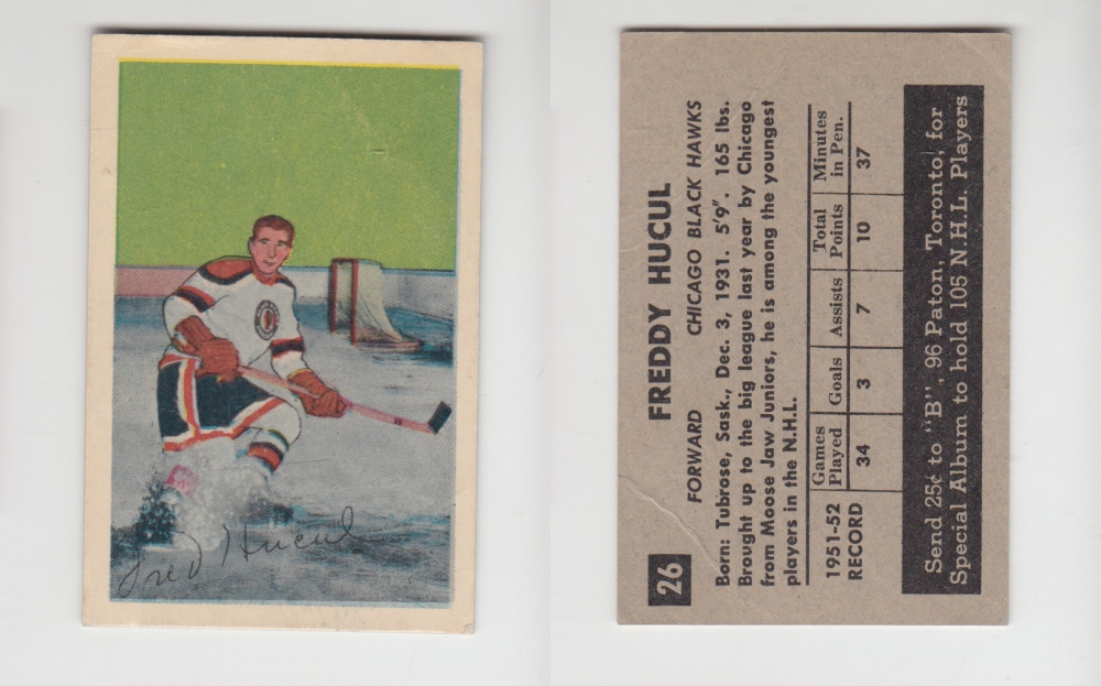 1952-53 PARKHURST HOCKEY CARD #26 F. HUCUL photo