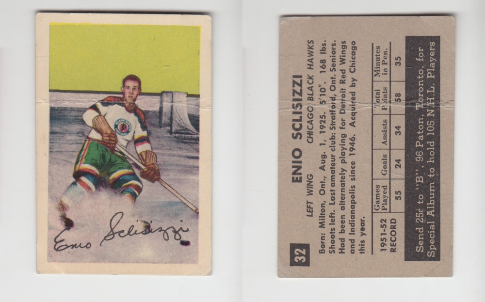 1952-53 PARKHURST HOCKEY CARD #32 E. SCLISIZZI photo