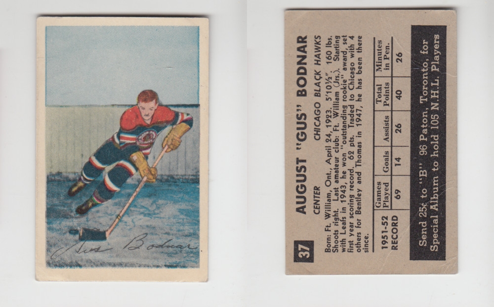 1952-53 PARKHURST HOCKEY CARD #37 A. BODNAR photo