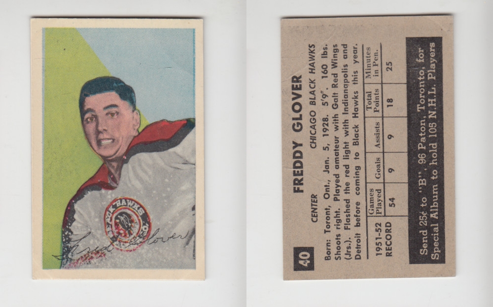 1952-53 PARKHURST HOCKEY CARD #40 F. GLOVER photo