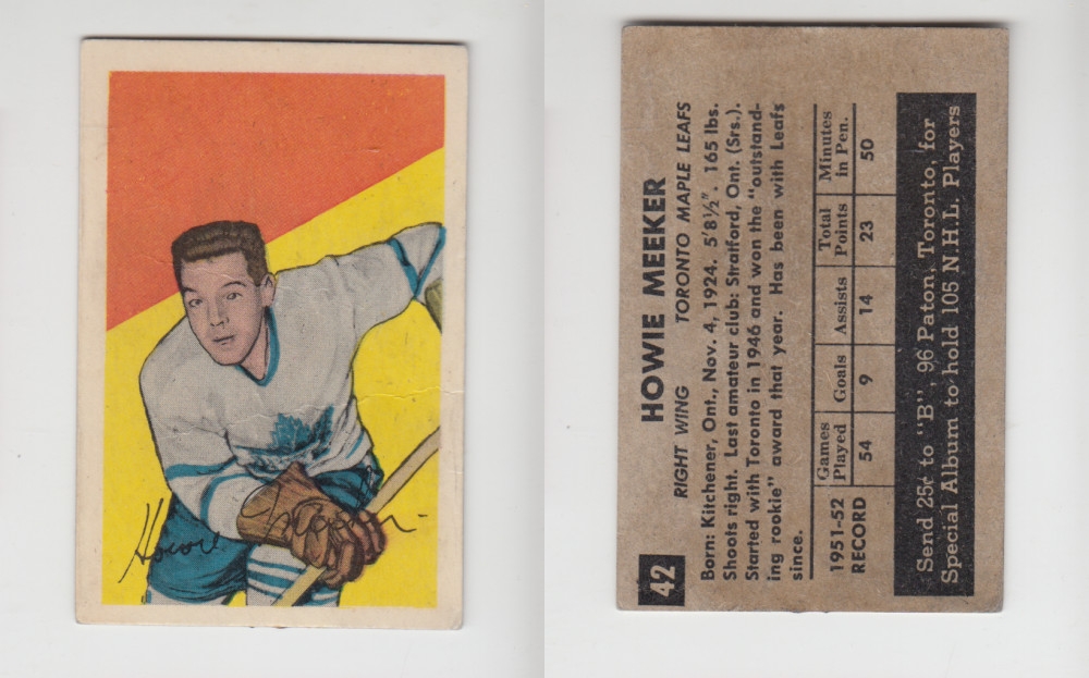 1952-53 PARKHURST HOCKEY CARD #42 H. MEEKER photo