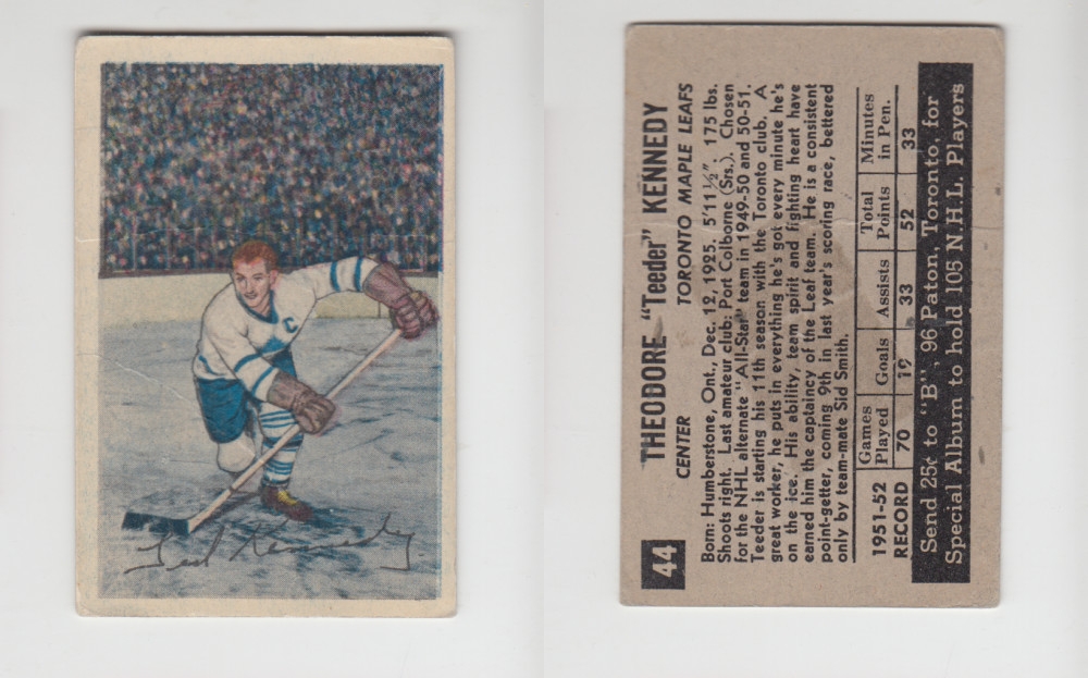 1952-53 PARKHURST HOCKEY CARD #44 T. KENNEDY photo