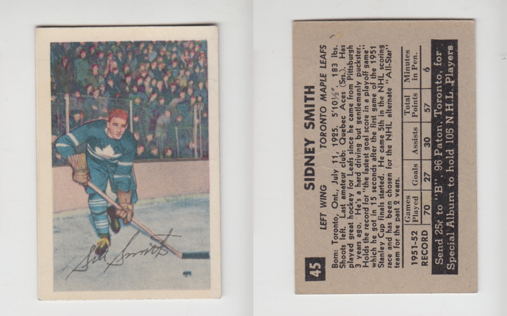 1952-53 PARKHURST HOCKEY CARD #45 S. SMITH photo