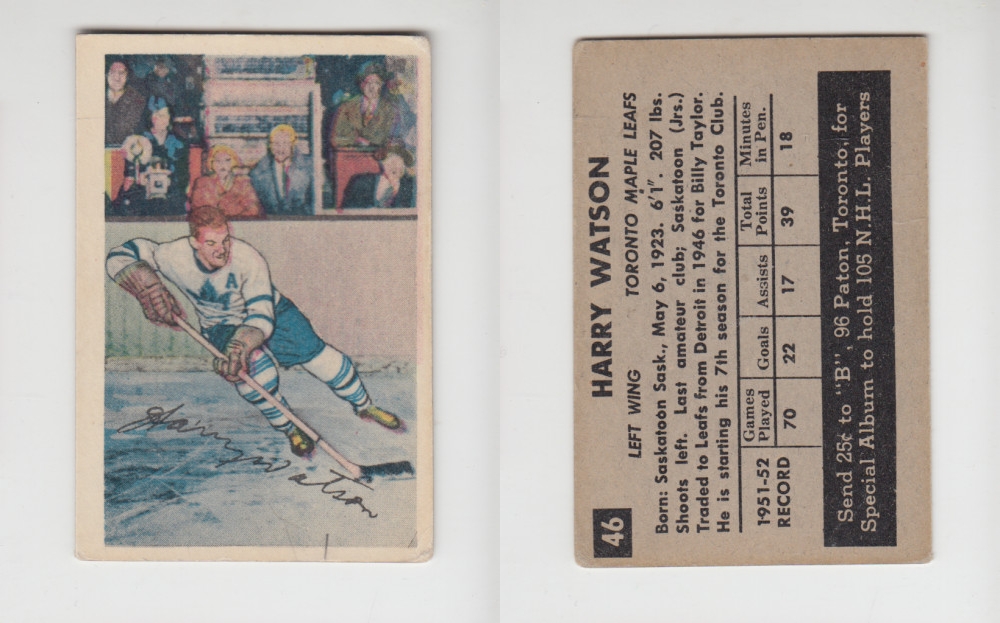 1952-53 PARKHURST HOCKEY CARD #46 H. WATSON photo