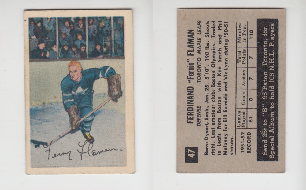 1952-53 PARKHURST HOCKEY CARD #47 F. FLAMAN photo