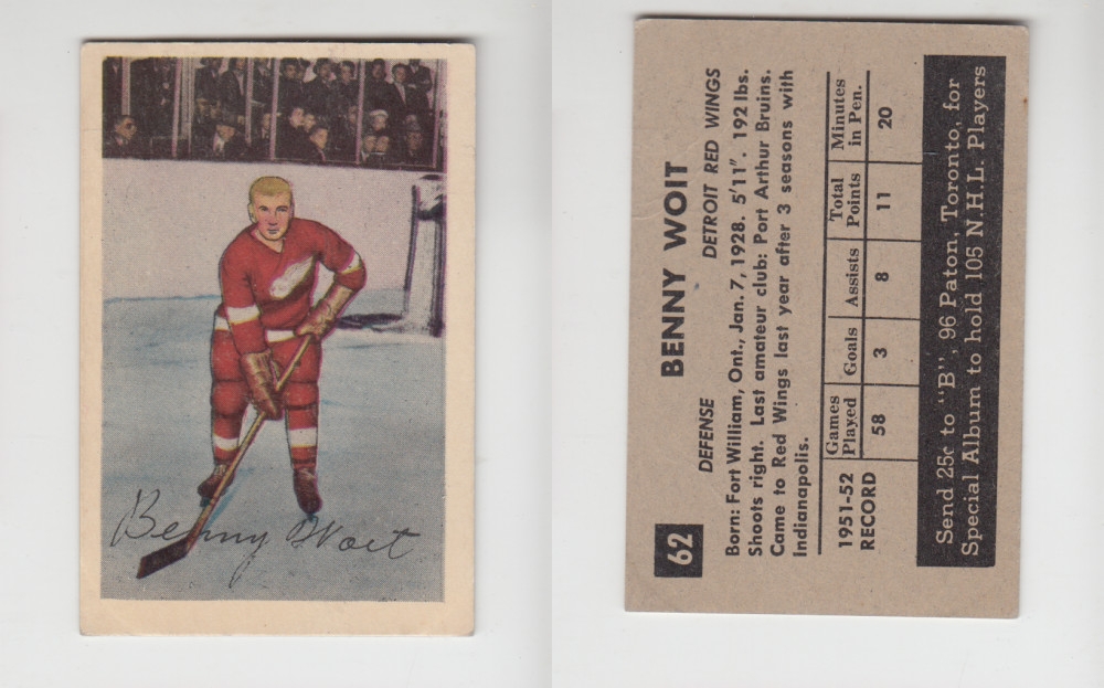 1952-53 PARKHURST HOCKEY CARD #62 B. WOIT photo