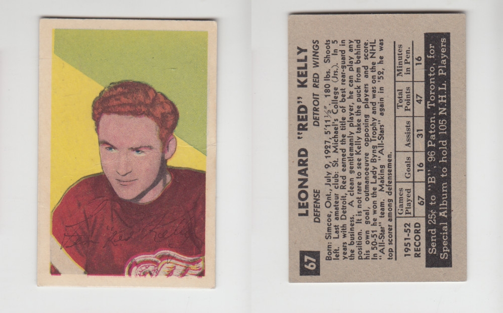 1952-53 PARKHURST HOCKEY CARD #67 L. KELLY photo