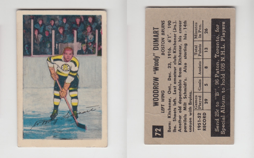 1952-53 PARKHURST HOCKEY CARD #72 W. DUMART photo