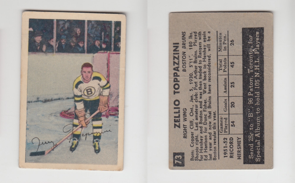 1952-53 PARKHURST HOCKEY CARD #73 Z. TOPPAZZINI photo