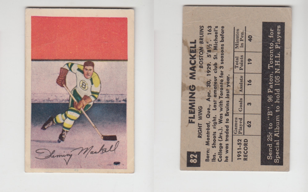 1952-53 PARKHURST HOCKEY CARD #82 F. MACKELL photo