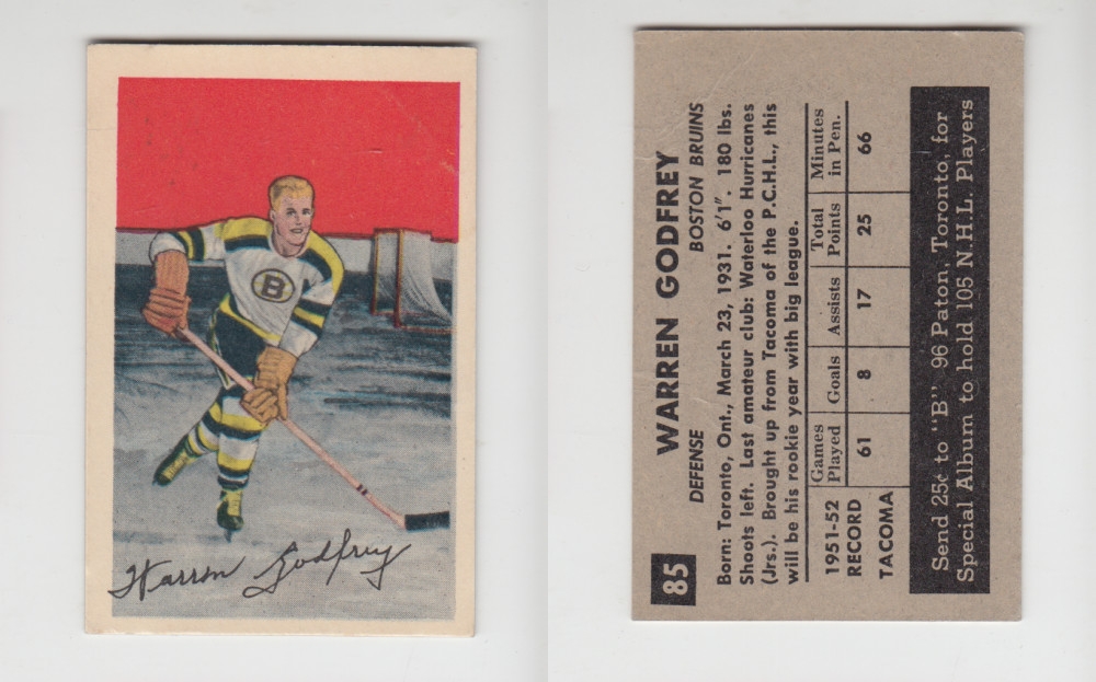 1952-53 PARKHURST HOCKEY CARD #85 W. GODFREY photo