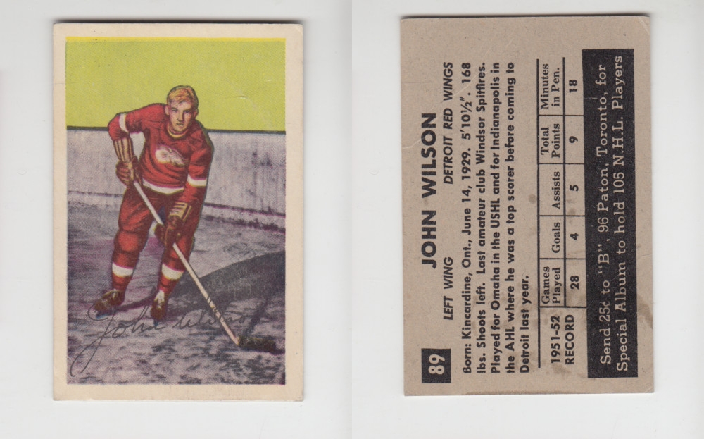 1952-53 PARKHURST HOCKEY CARD #89 J. WILSON photo