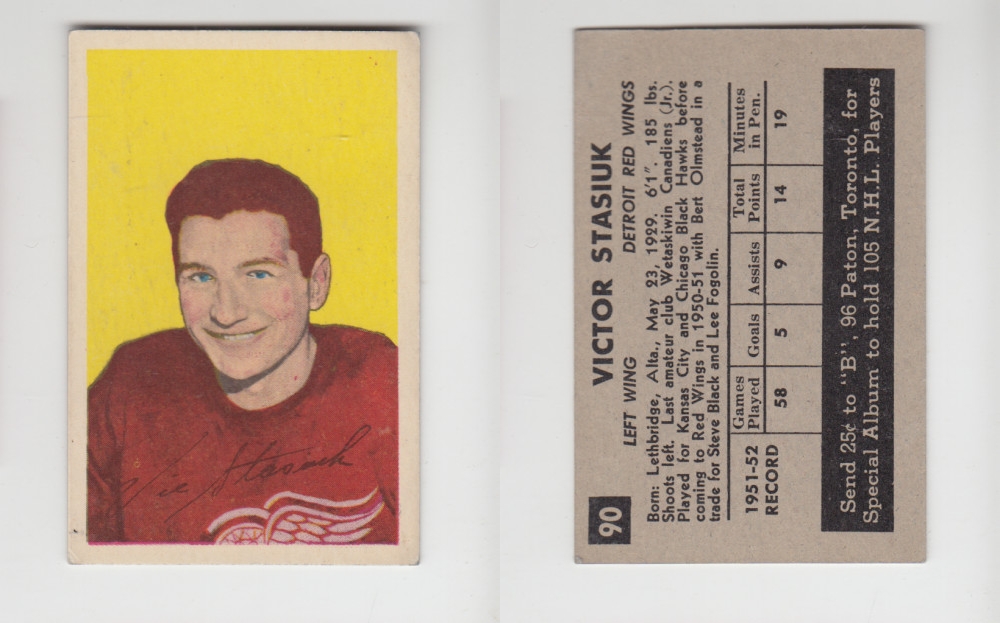 1952-53 PARKHURST HOCKEY CARD #90 V. STASIUK photo